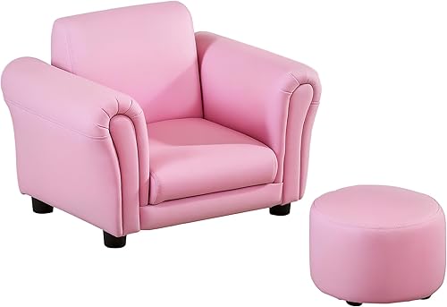 Qaba Juego de sofá para niños con reposapiés, sillón tapizado para niños de 18 meses a más, sofá de bebé para sala de juegos, dormitorio de los