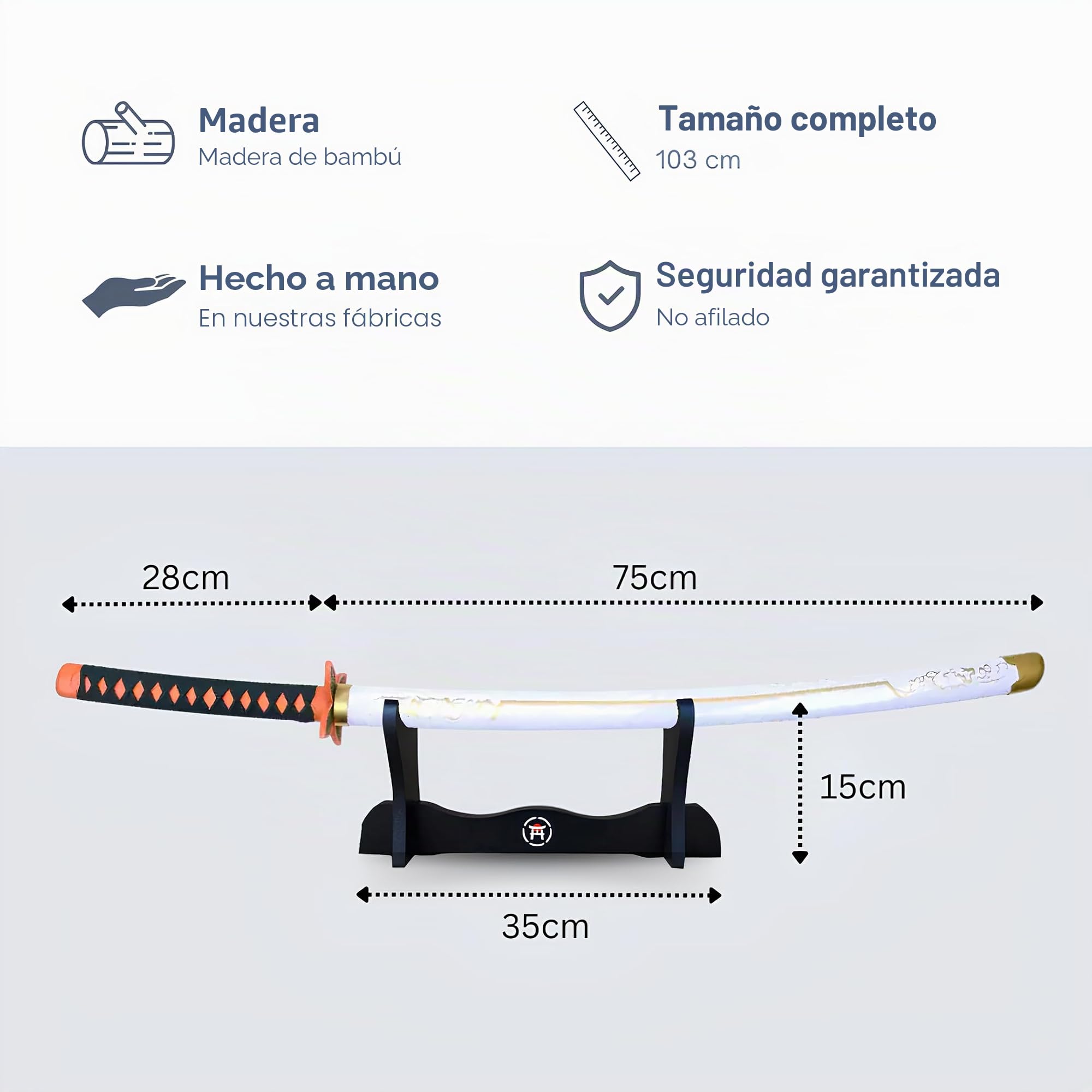 Accesorio de Cosplay de Madera con Soporte y Cinturón – Prop Decorativo Estilo Anime para Disfraces Adultos y Niños 103 cm (Shinobu Kocho 2)