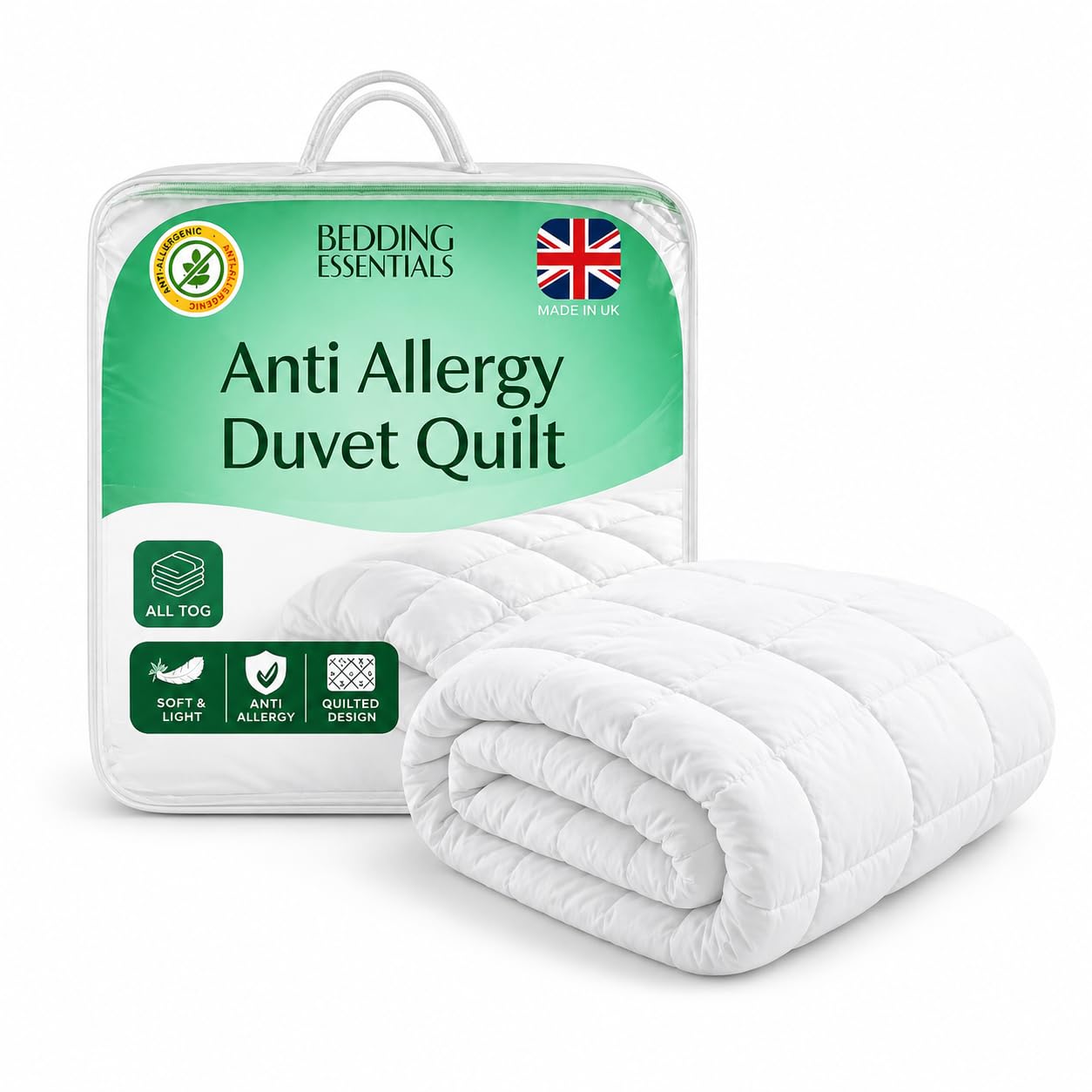 Anti Allergy Hollowfibre Duvet Quilt | Single Double King Super King Size | 4.5 10.5 13.5 15 Tog | All Season Bedding | Soft Quilt for Bed | Machine Washable | White | Super King, 4.5 Tog