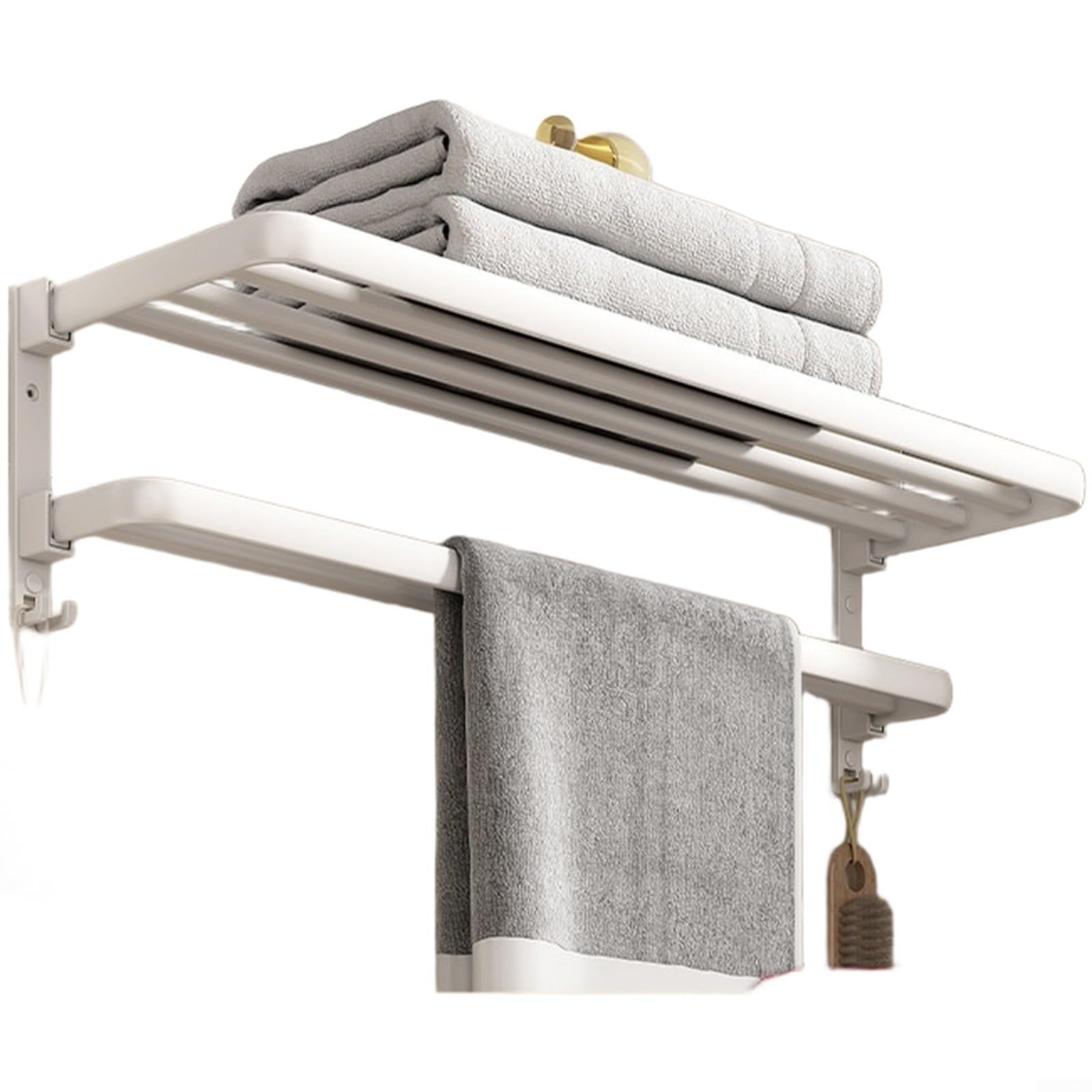 Porte-serviettes douche blanc avec crochets pour routine bien-être