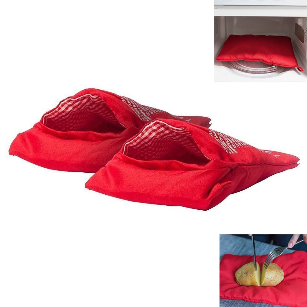 MSPowerstrange 2 Pack Potato Express Microwave Cooker Bags 4 Minutes Fast Reusable Washable