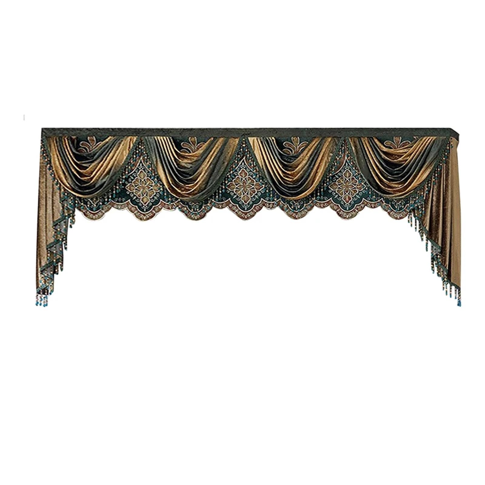 ZHOUXYFDC Swag Valance For Windows Living Room Bedroom Balcony Floor-to-ceiling Window Valance Finished Retro Gorgeous 1pc(52inch x 18inch)