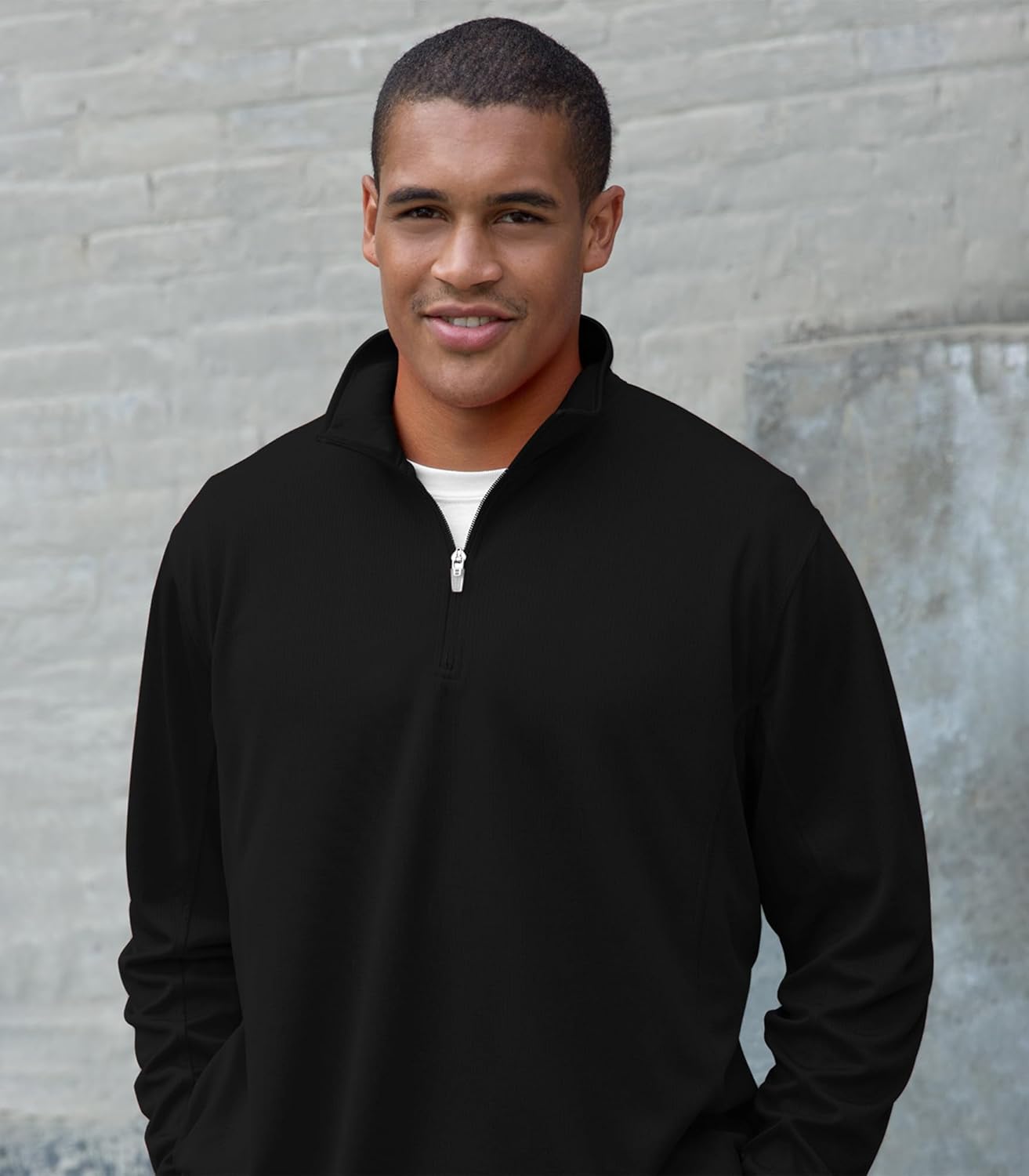 Vantage Apparel NCAA mens Collegiate Men's Performance Micro Mesh Black 1/4 Zip Pullover - Image 3