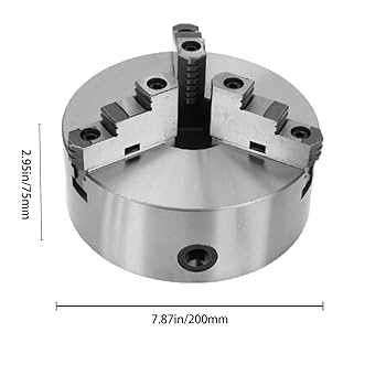 8in Lathe Chuck, K11-200A 3-Jaw Self-Centering Chuck With 3