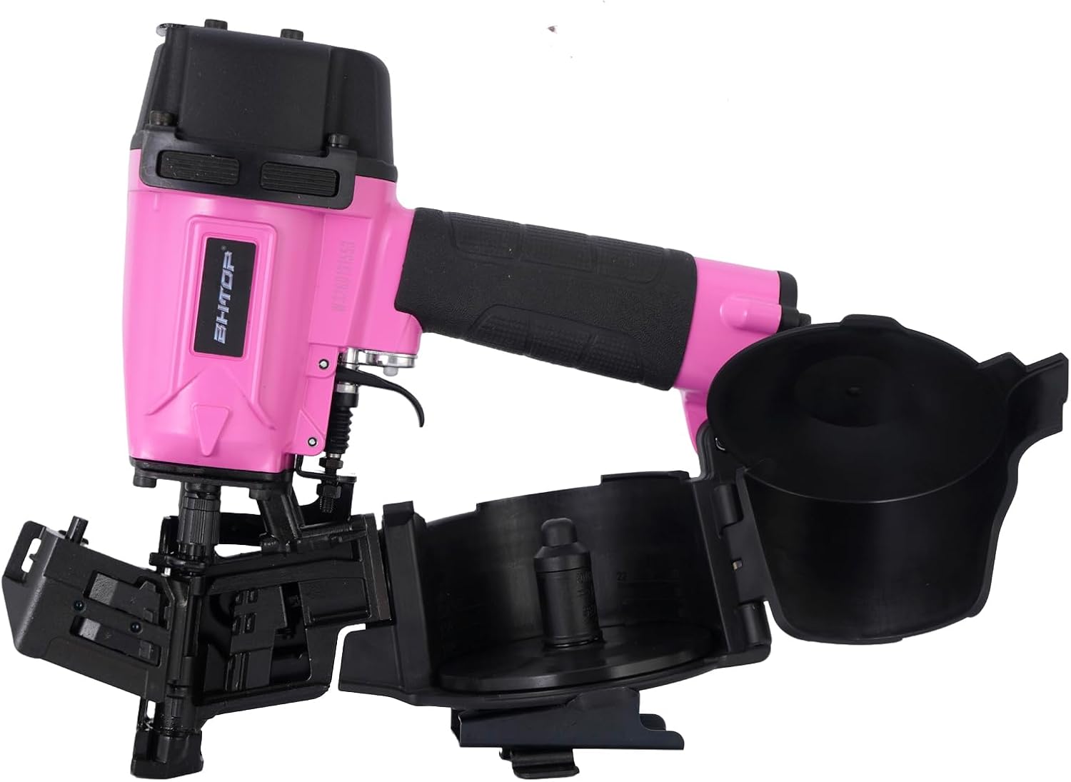 BHTOP CN45N Roofing Nailer, 15 Degree Roofing Nail Gun, 3/4-Inch to 1-3/4-Inch Coil Nails, 120-pcs Load Capacity Coil Nailer in Pink