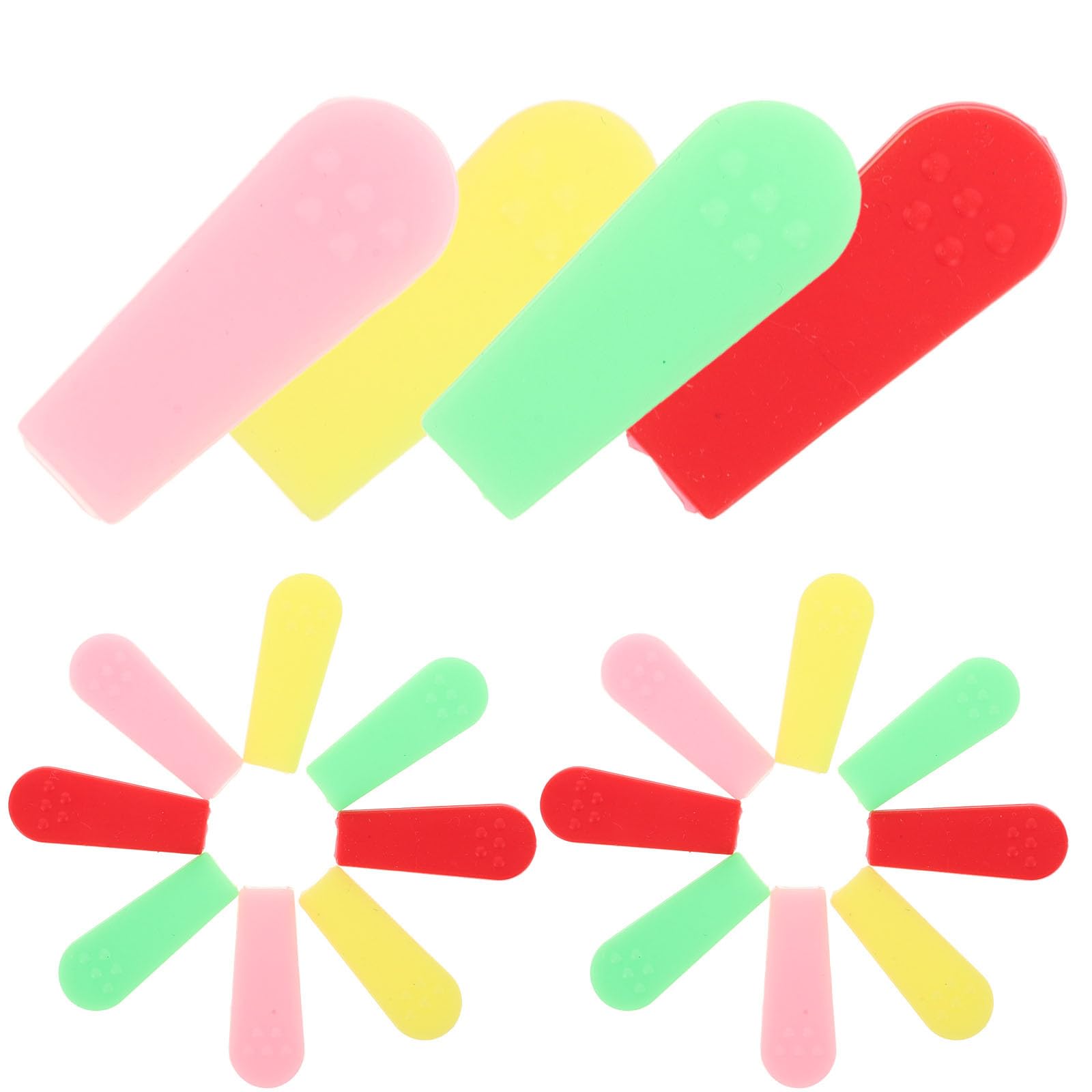16Pcs Mini Claw Machine Plastic Claw Clip Protectors with Anti-Slip Rubber Sleeves in Pink Red Green Orange
