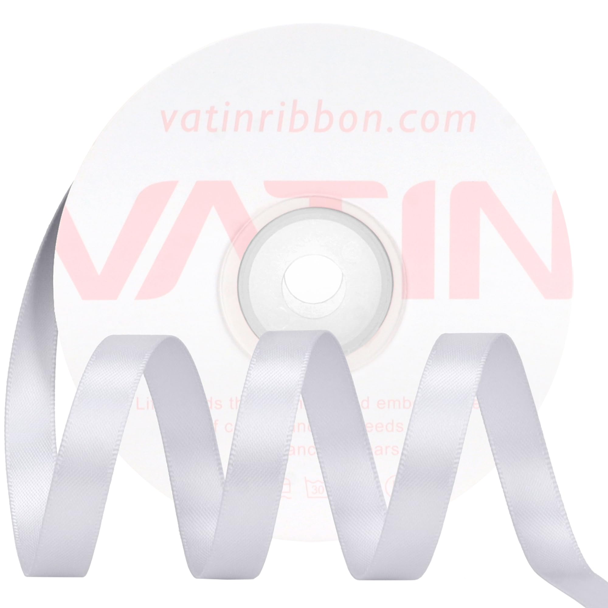VATIN Double Face Silver Satin Ribbon 10mm X 22m,Silver Polyester Fabric Ribbon use for Bows Bouquet Gift Wrapping