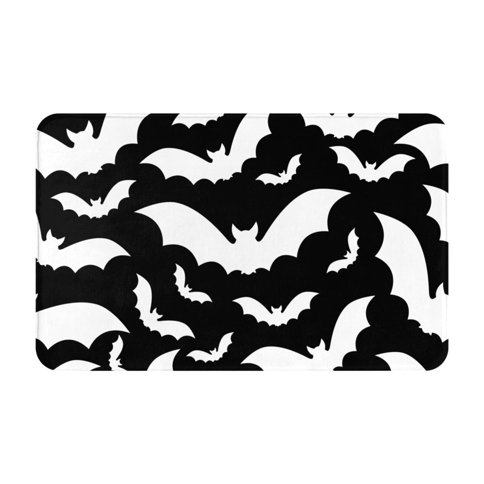 JOOCAR Welcome Doormat Indoor Decor Halloween Doormat White Spooky Bat Rug Anti-Slip Rubber Back 40x60 cm Novelty Mat