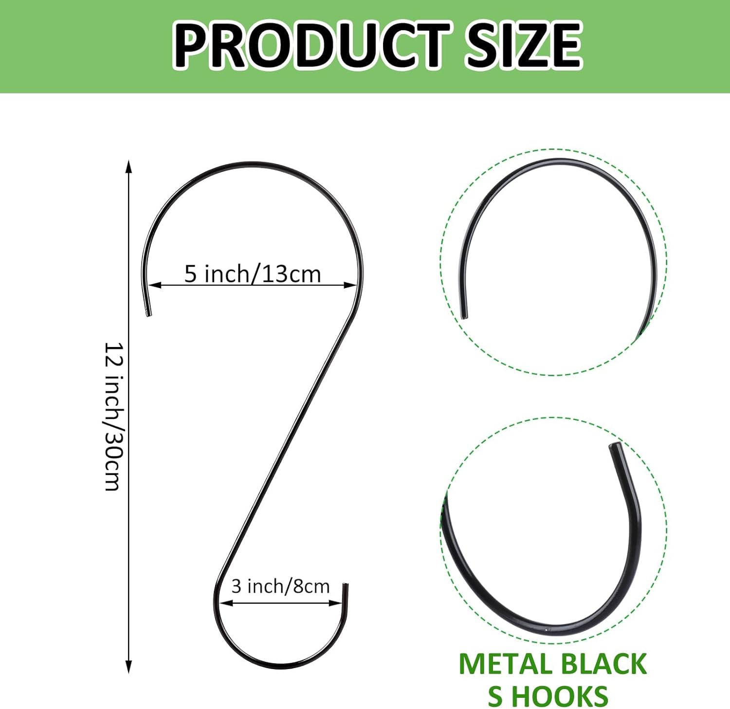 15 Pack 12 Inch Large Plant Hook Large S Hooks Heavy Duty Long Plant Hook for Hanging Baskets Outdoor Plant Hangers Extension Hooks for Kitchen Bathroom Garden Indoor