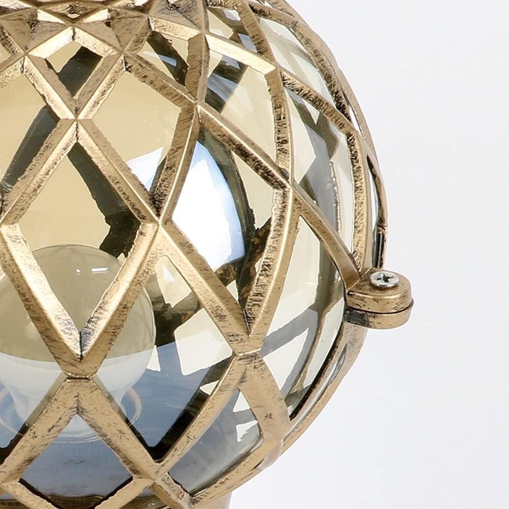 Lampa Słupki Kula Kolumna Światła E27 Aluminiowa Szklana Słup Zewnętrzne Lampy Słupkowe Dziedziniec Patio Ganek Brama Krajobraz Światło Zewnątrz i Drogę(Black)