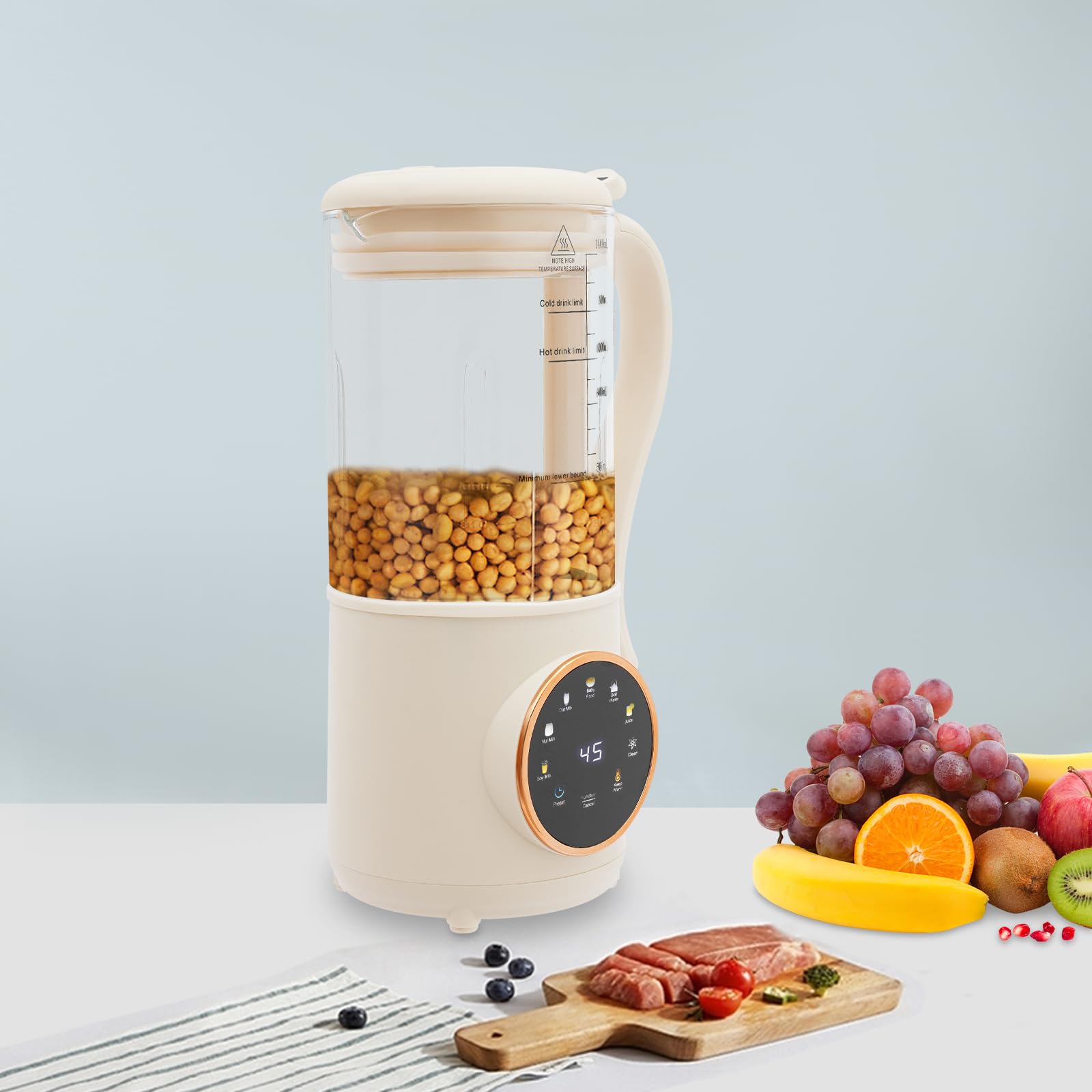 Sojamilch-Maschine 1400ml 600w Hafermilch Maschine mit 16 Klingen Smart Warm-Halten 6h für selbstgemachte Pflanzenmilch, Hafer, Mandelmilch