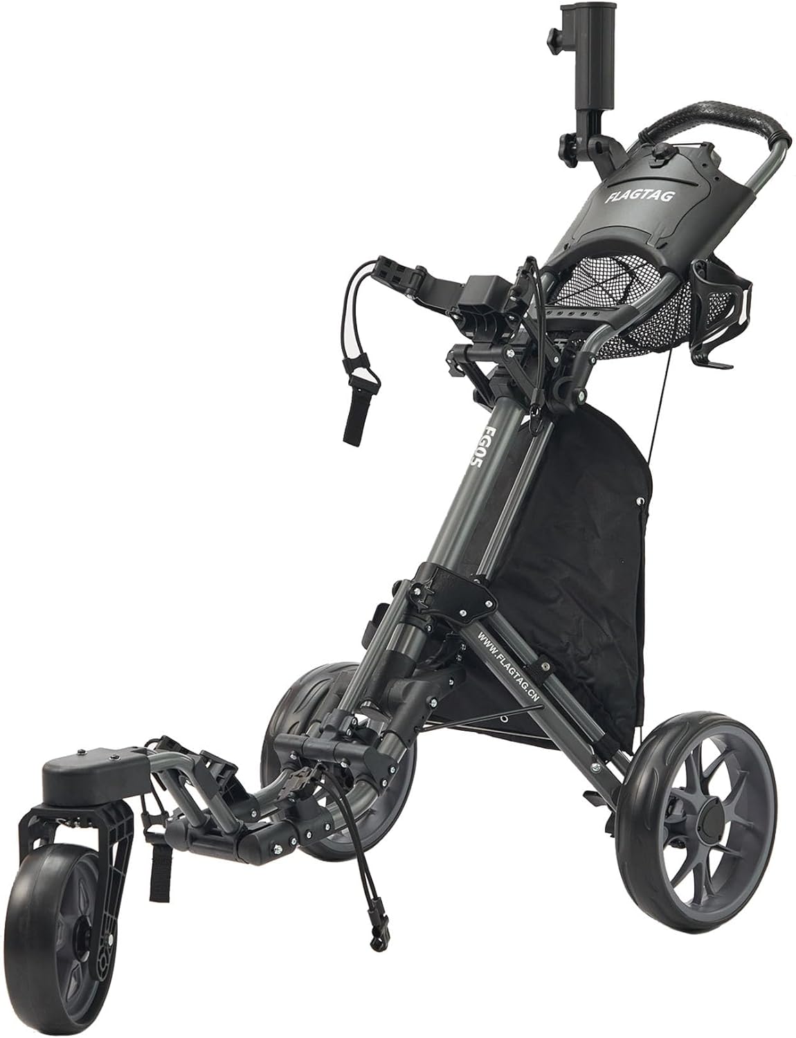 Golf Push Cart 3 Wheel with 360 Swivel Front Wheel,Lightweight and Foldable Walking Golf Cart,One-Click Foldable,with Foot Brake