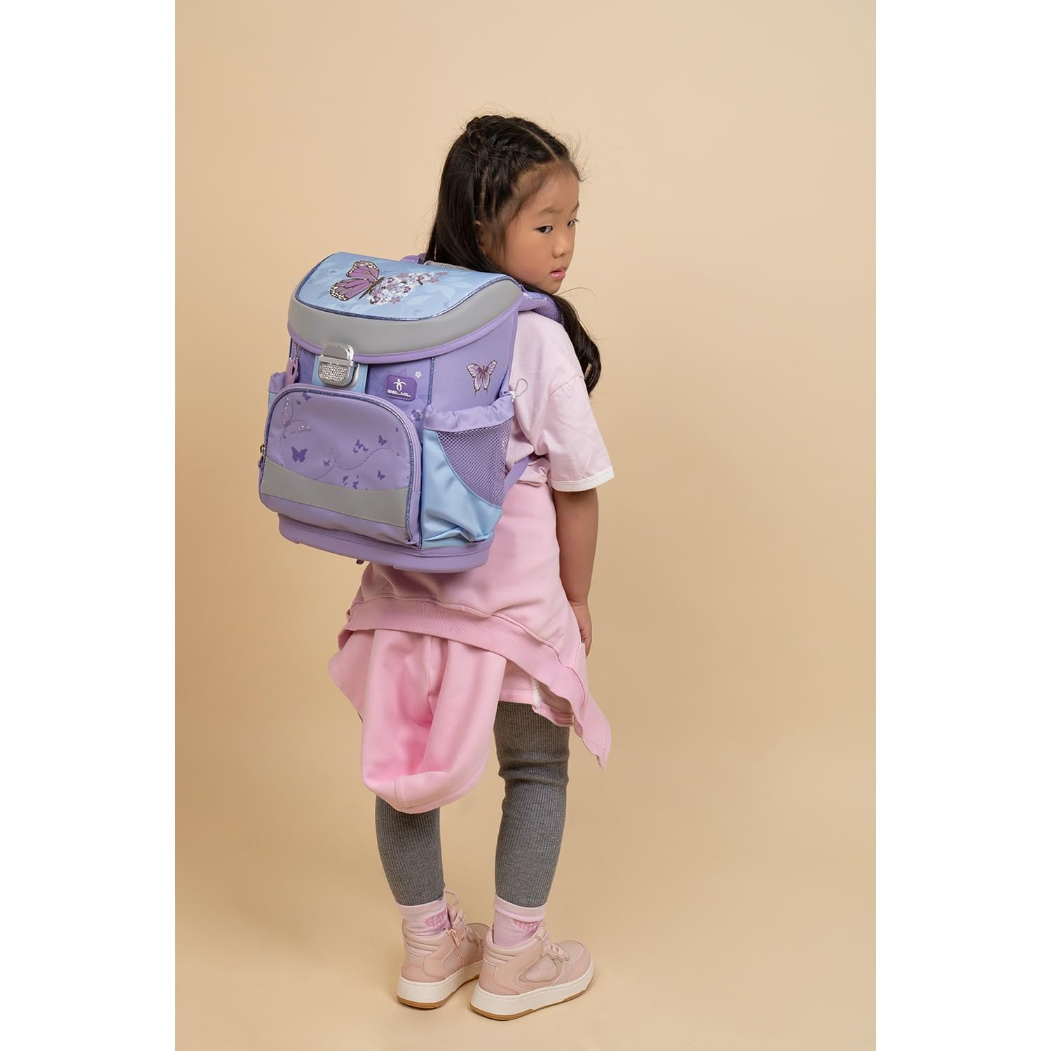 Belmil Mini-Fit Schulranzen Set 4 -teilig (405-33/AG/S) (Purple Blue Butterfly)