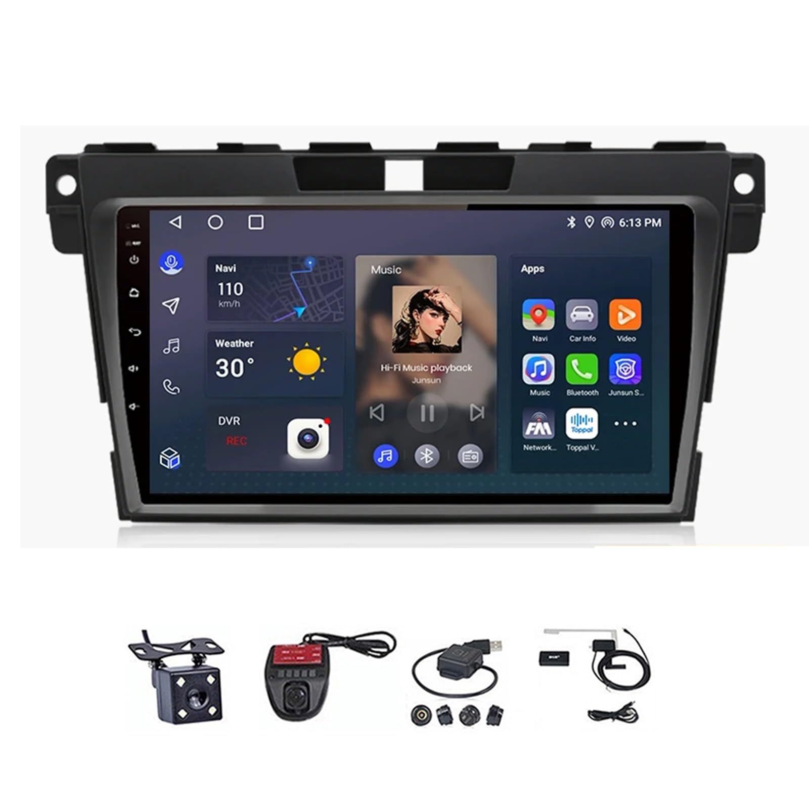 Radio estéreo para coche BOBOBH Android 12 para Mazda CX-7 CX7 2008-2015 Pantalla táctil de 9 pulgadas Carplay incorporado Android Auto Controles en el volante 4G WiFi Bluetooth 5.0 con cámara de resp