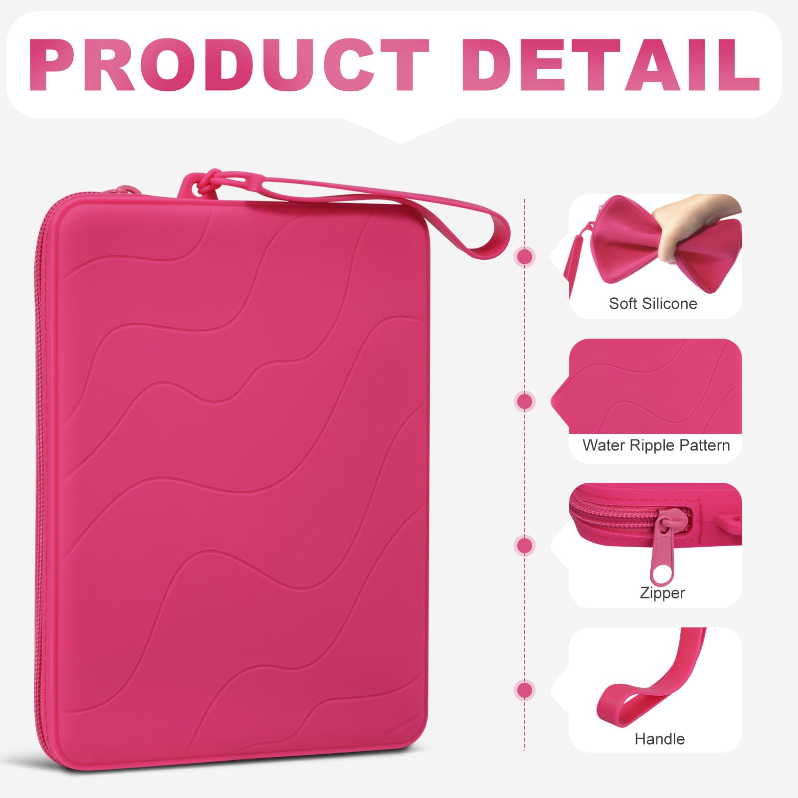 Custodia Protettiva in Silicone per 7" All-New Kindle Paperwhite e Kindle Colorsoft Signature Edition, 6" K-indle/K-indle Oasis/E-Reader, Lampone