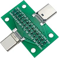 Vista 5 de 2 unids USB 3.1 Tipo-C macho a hembra placa de prueba con placa PCB 24 pines 0.100 in enchufe de doble cara con conector de cabeza de pin