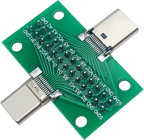 Miniatura 5 de 2 unids USB 3.1 Tipo-C macho a hembra placa de prueba con placa PCB 24 pines 0.100 in enchufe de doble cara con conector de cabeza de pin para