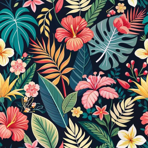 Amiya Tropical Peel and Stick Wallpaper Floral Palm Leaves Removable Shelf Liner Contact Paper Dark Botanical Vinyl Self Adhesive 17.3X 120 Mural Wall Paper for Cabinets Living Room Bedroom Bathroom