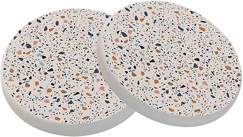 oFloral Juego de 2 posavasos con estampado de terrazo para bebidas, absorbentes de mármol, clásicos y modernos, fragmentos de piedra, regalos de oFloral Juego de 2 posavasos con estampado de terrazo para bebidas, absorbentes de mármol, clásicos y modernos, fragmentos de piedra, regalos de