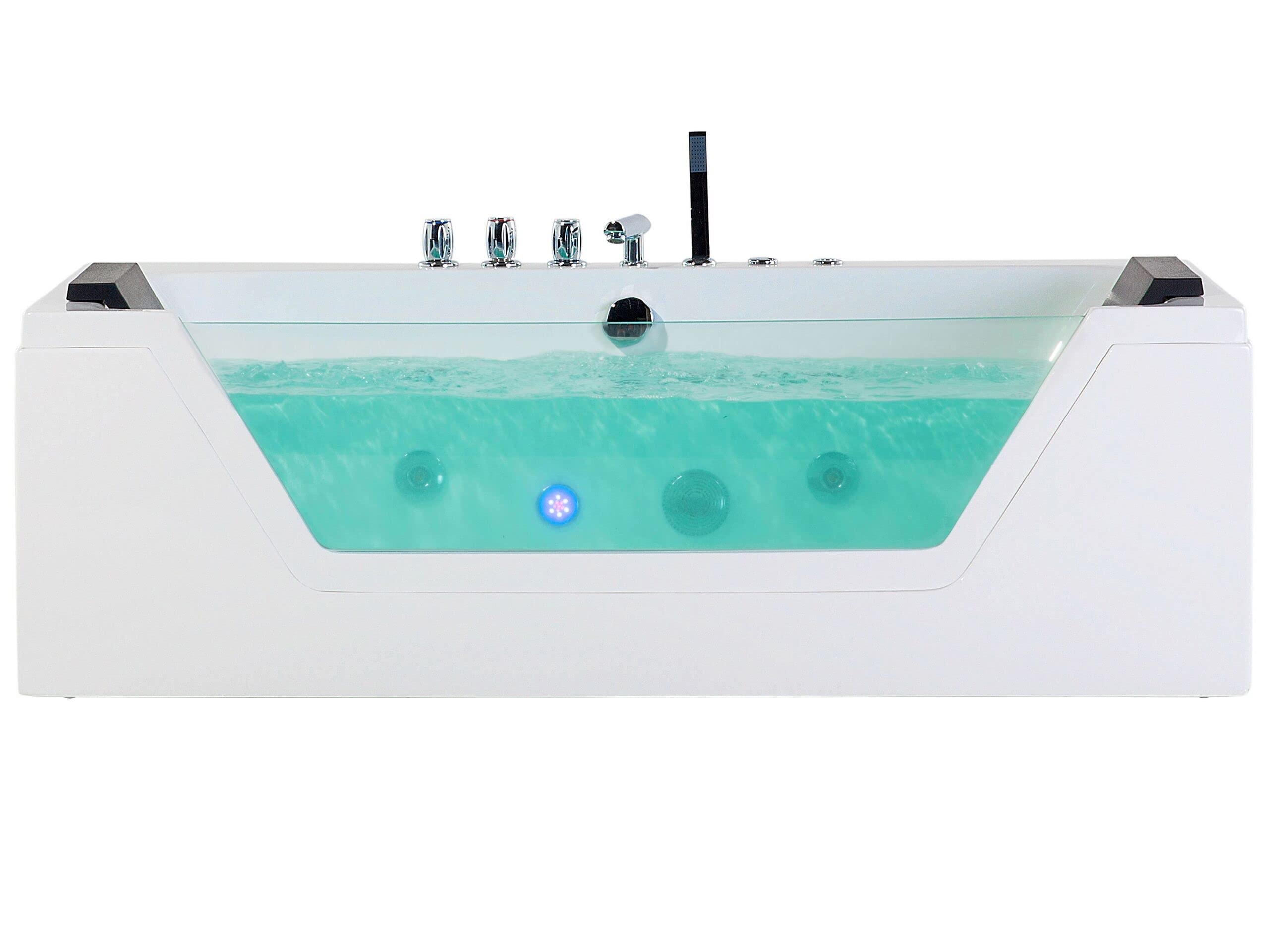 Bañera de hidromasaje blanco plata con LED de acrílico sanitario y vidrio individual 174 x 79 cm Samana