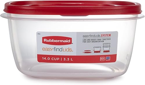 Rubbermaid Easy Find Lid Recipiente para almacenamiento de alimentos, 14 tazas, color rojo, paquete de 2