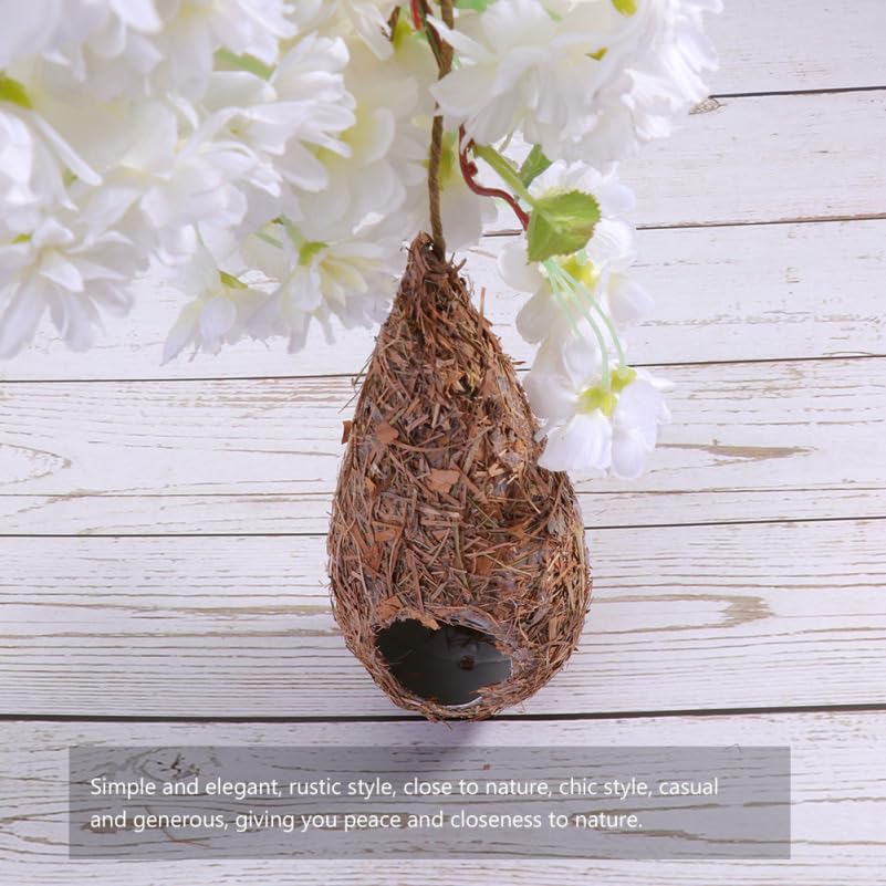 Image of balacoo 2 Pcs Simulation Straw Bird Nest for Cage, Cozy Winter Bird House, Hanging Bird House for Parakeet Dove Canary Cockatiel, Outdoor Bird Winter Shelter