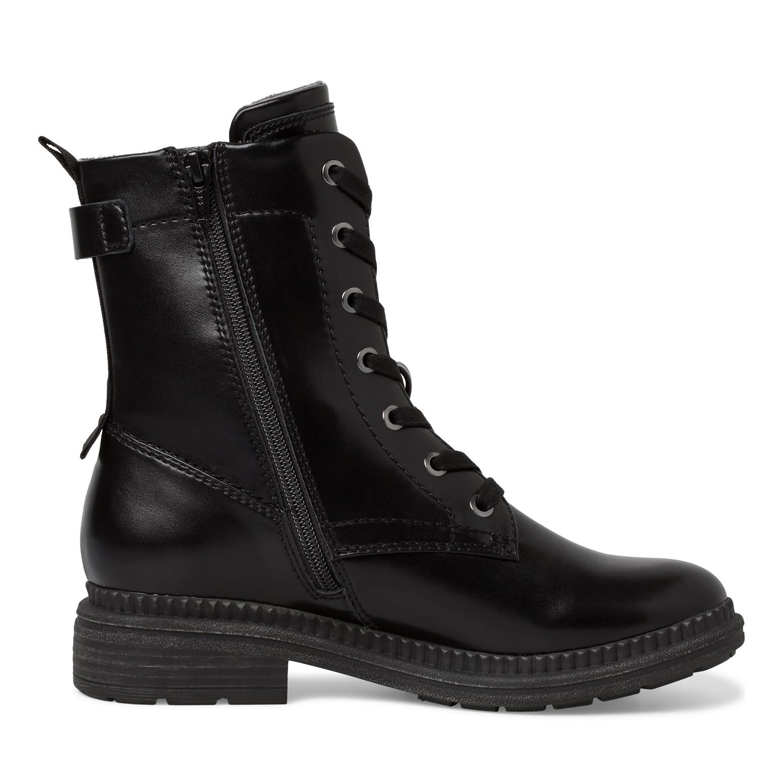 Jana Women’s Lace-Up Ankle Boots with Zip, Black Nappa, 5 UK