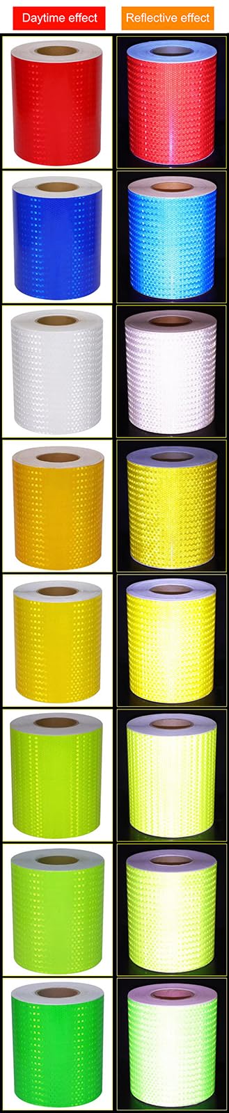 Cinta de Seguridad, Cinta Reflectante, Adhesivo Reflectante de Visibilidad Nocturna for vehículos, Bicicletas, Ropa, Cascos y buzones de 20 cm de Ancho.(Lemon Yellow,3m)