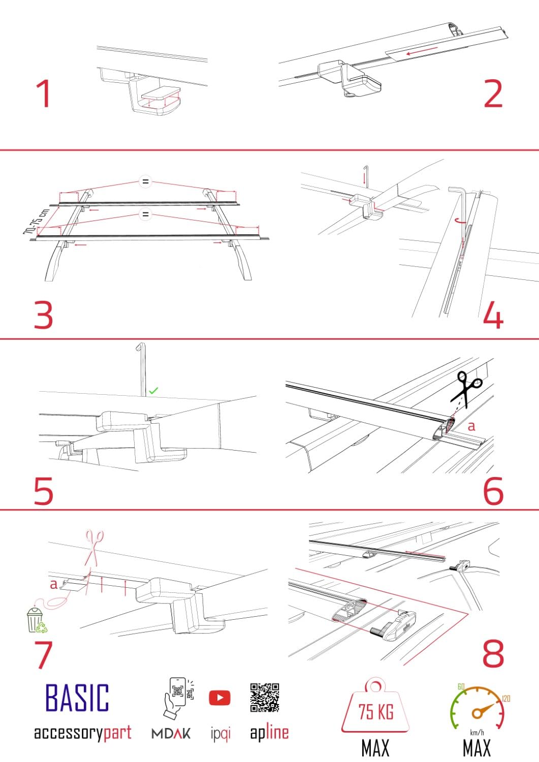 Kompatybilny z Volkswagen Tiguan (5N) 2007-2016 BASIC Model Aluminiowy bagażnik dachowy 2 poprzeczki, szary