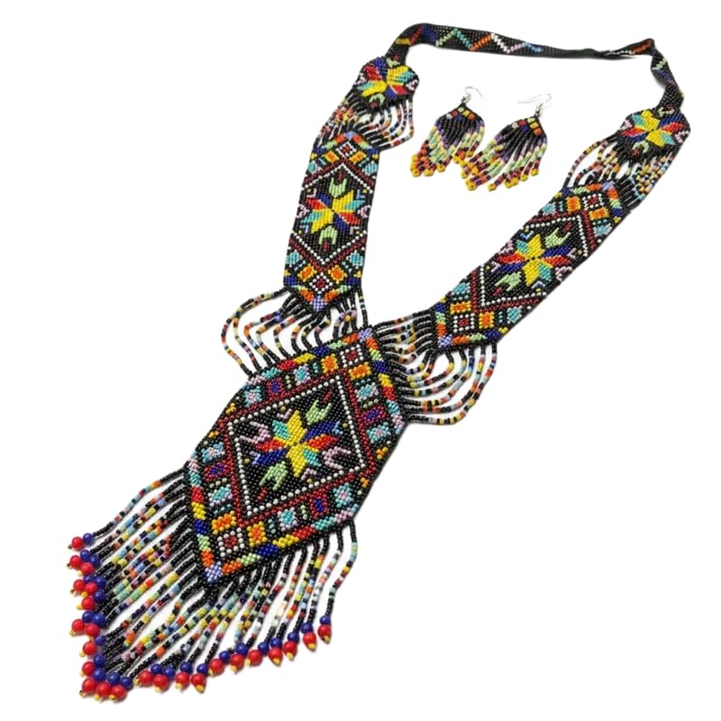 Joyería ucraniana de cuentas Gerdan como regalo cultural: juego de collar y pendientes arcoíris