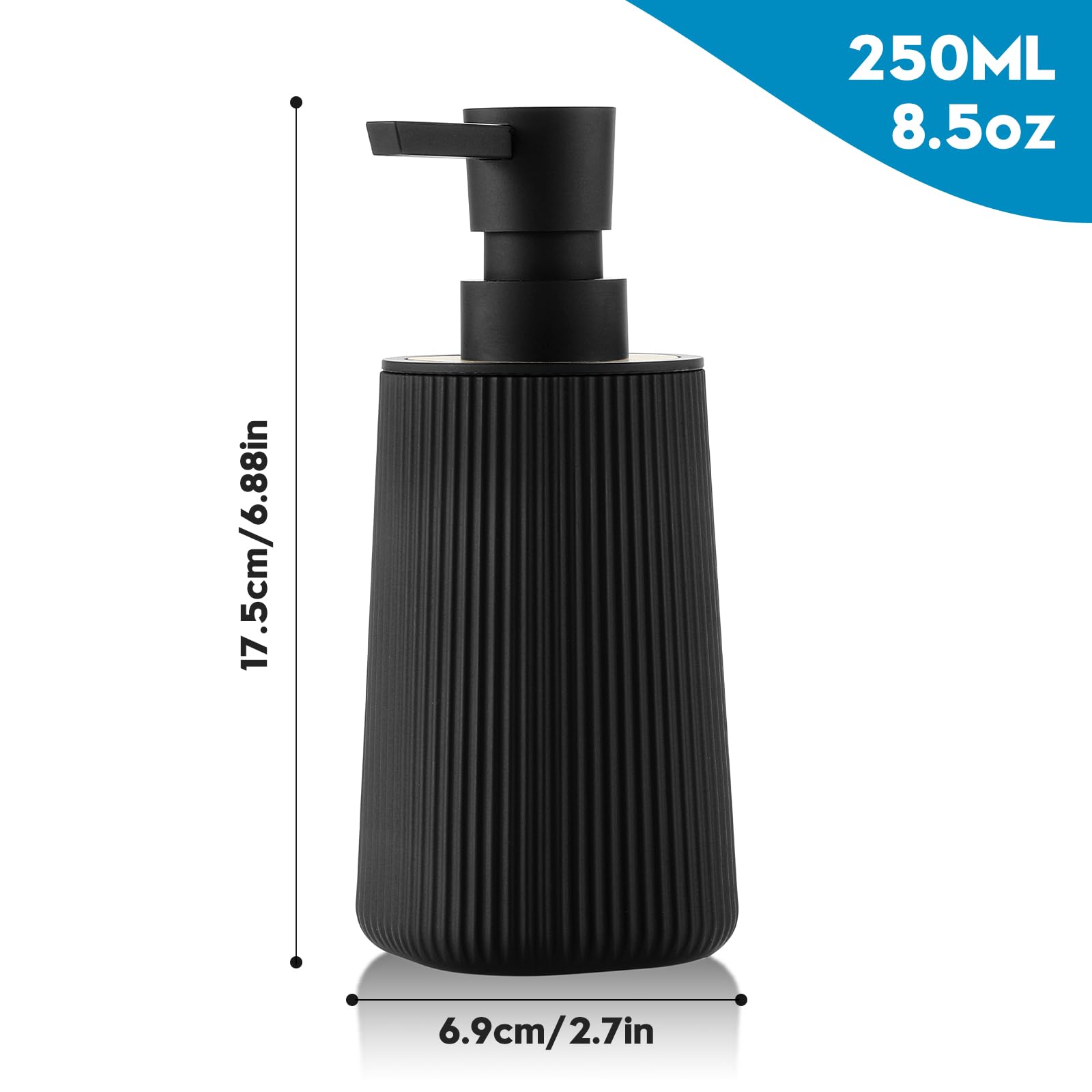Hand Soap Dispenser, Black Soap Dispenser Bathroom, Refillable Washing up Liquid Soap Dispenser Kitchen (Black) - Image 2