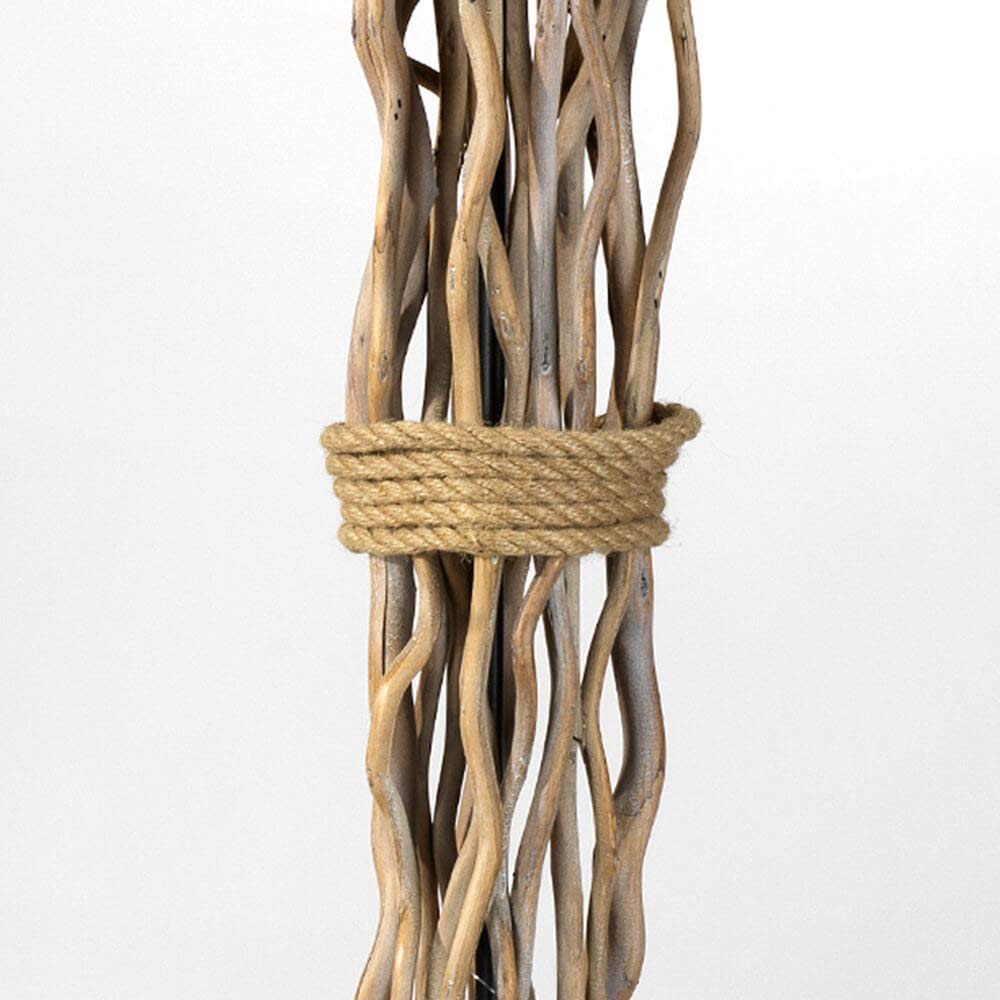 ONLI - Piantana, lampada da terra Marika. Paralume in tela color sabbia, struttura formata da rami in legno nature. Stile moderno, naturale, organico. Paralume stoffa color sabbia. 1 x E27