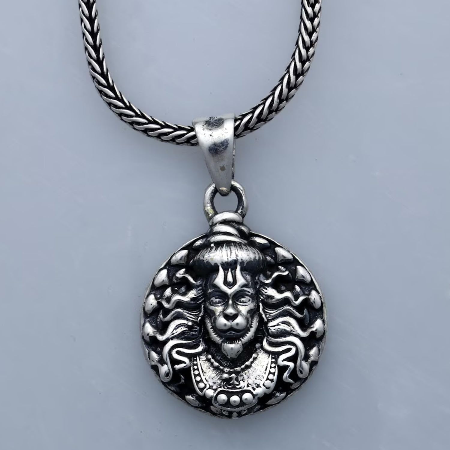 Hari Darpan Hindu Lord Bajrangbali Hanuman JI idol Monkey God of Devotion Locket Pendant Necklace Chain For Men And Women(Chain May Vary) - Image 2