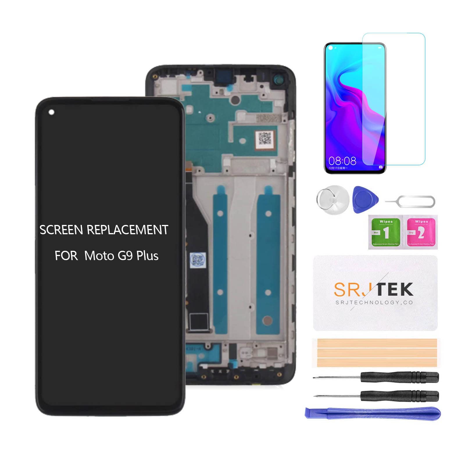 SRJTEKfor Motorola Moto G9 Plus Screen Replacement XT2087 for Moto G 9 Plus 2020 LCD for Display G9 Plus 2020 for XT2087-1 Digitizer Touch Screen Assembly Repair Parts with Frame