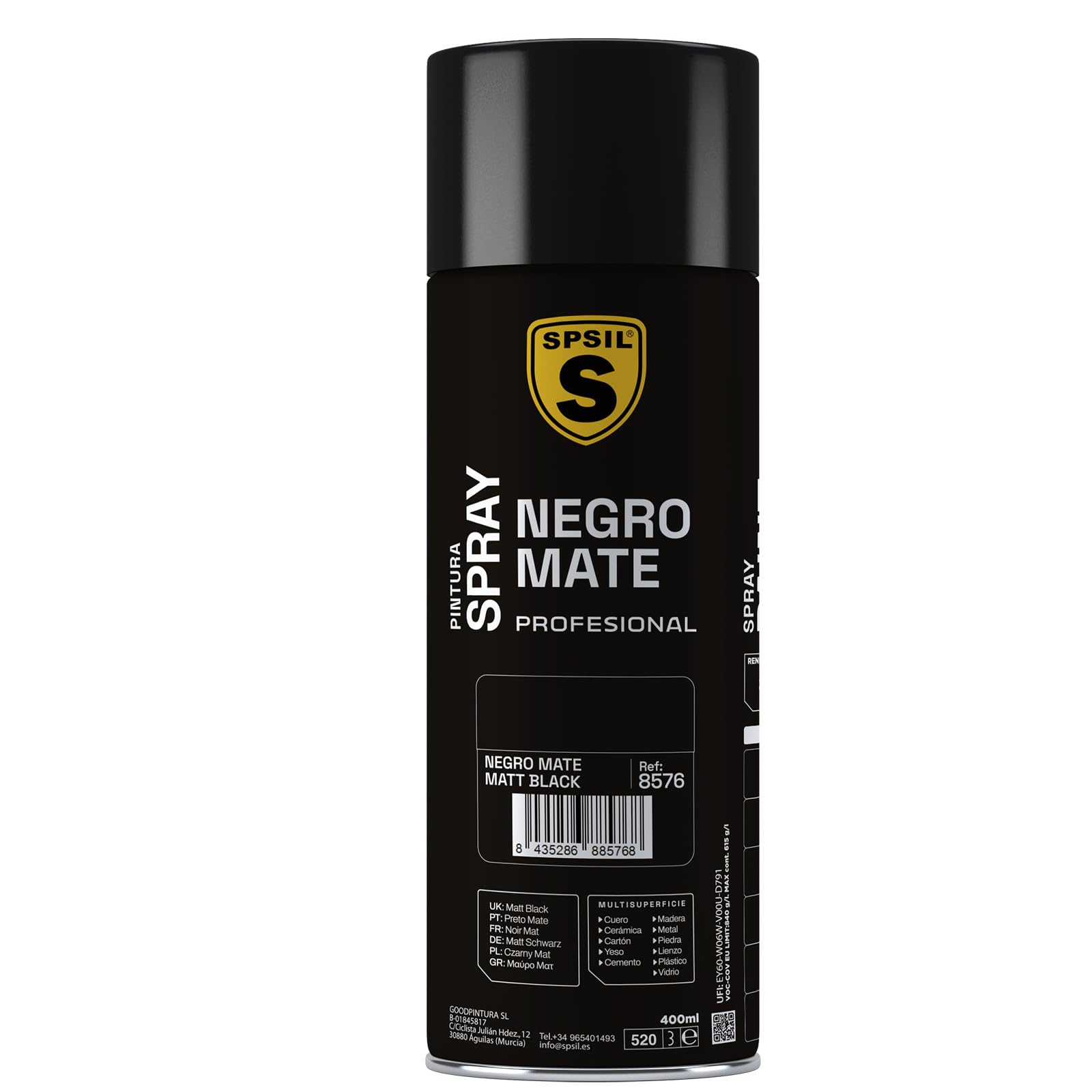 SPRAY PINTURA COLOR NEGRO MATE 400 ML. 8576