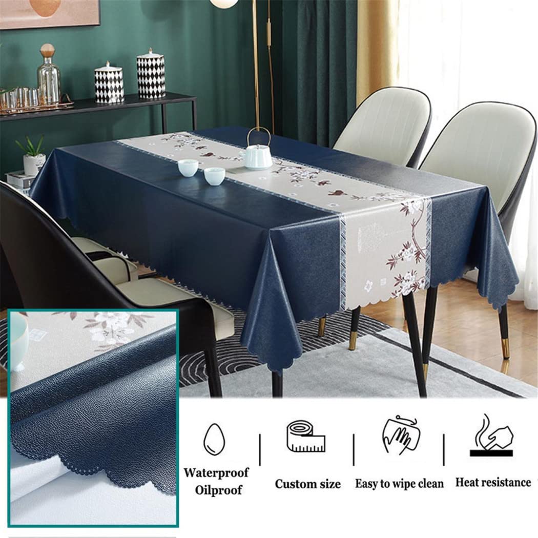 Mantel Antimanchas De PVC, Manteles Resinados Antimanchas Manteles De Mesa Rectangular De Plástico Manteles Hule Impermeable para Cocina Jardín Patio Fiesta Boda Picnic,Azul,135x180cm