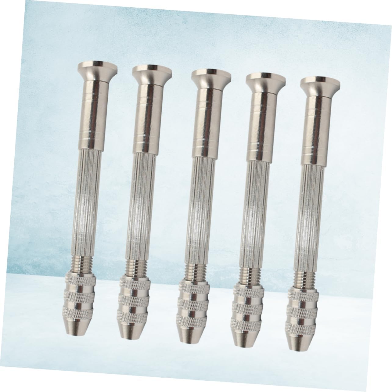 Steel Pin Vise Hand Drill 5Pcs 0.5-3mm Precision Tool for Work | Silver Finish, Accurate Drilling Holes, Manual Twist Chuck, Suitable for Amber and Plastic, Compact Work Use