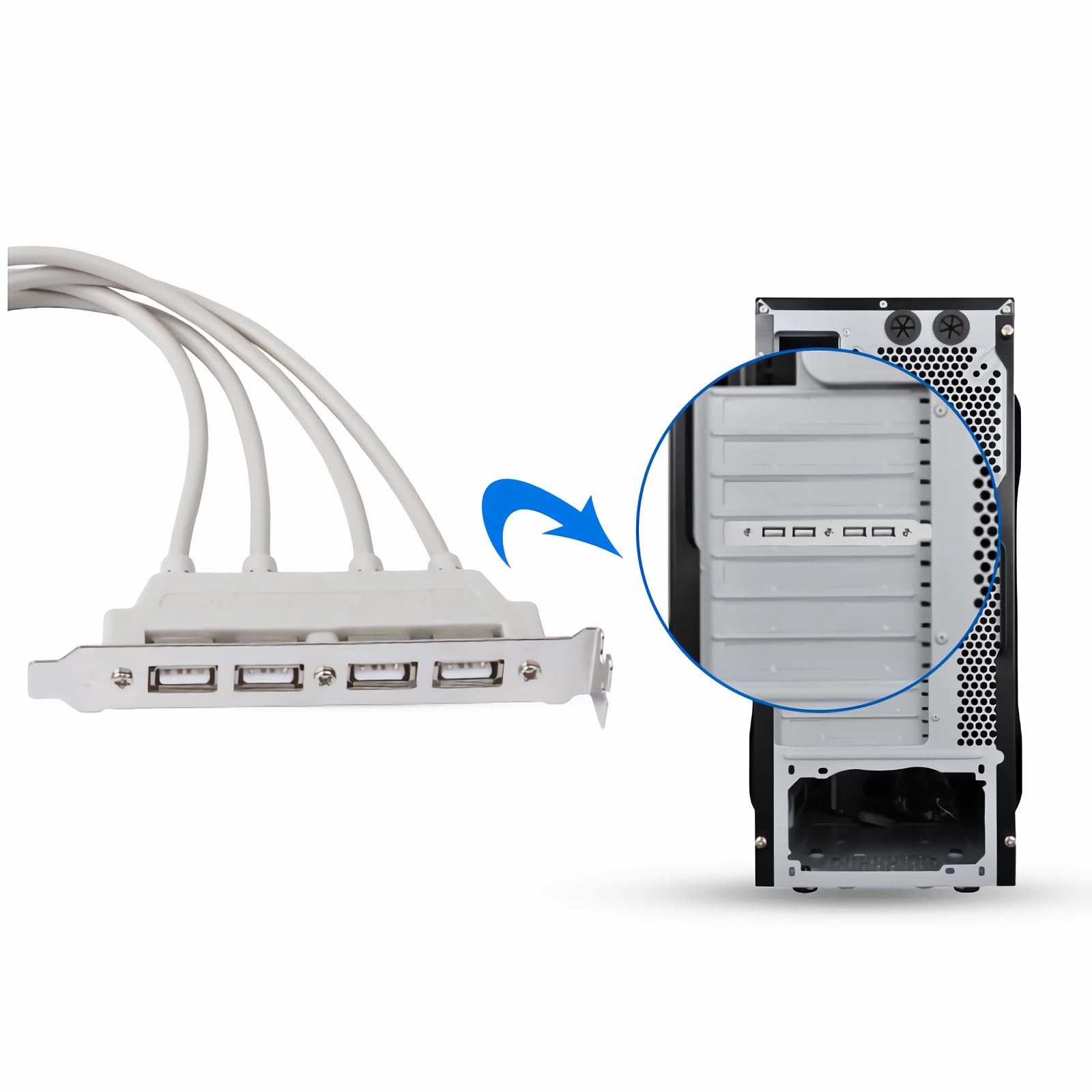 USB 2.0 Slotblech-Adapter – 2x 9-Pin Header Auf 4x USB-A Buchsen, 30 Cm Kabel, Für PC-Mainboard