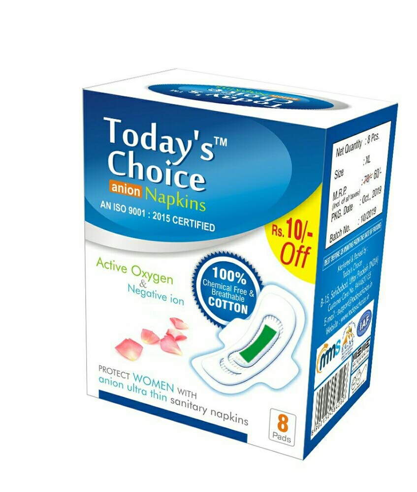 Today's Choice Anion Sanitry Napkin Pad 8 Pcs (XL) (Combo Of 4)