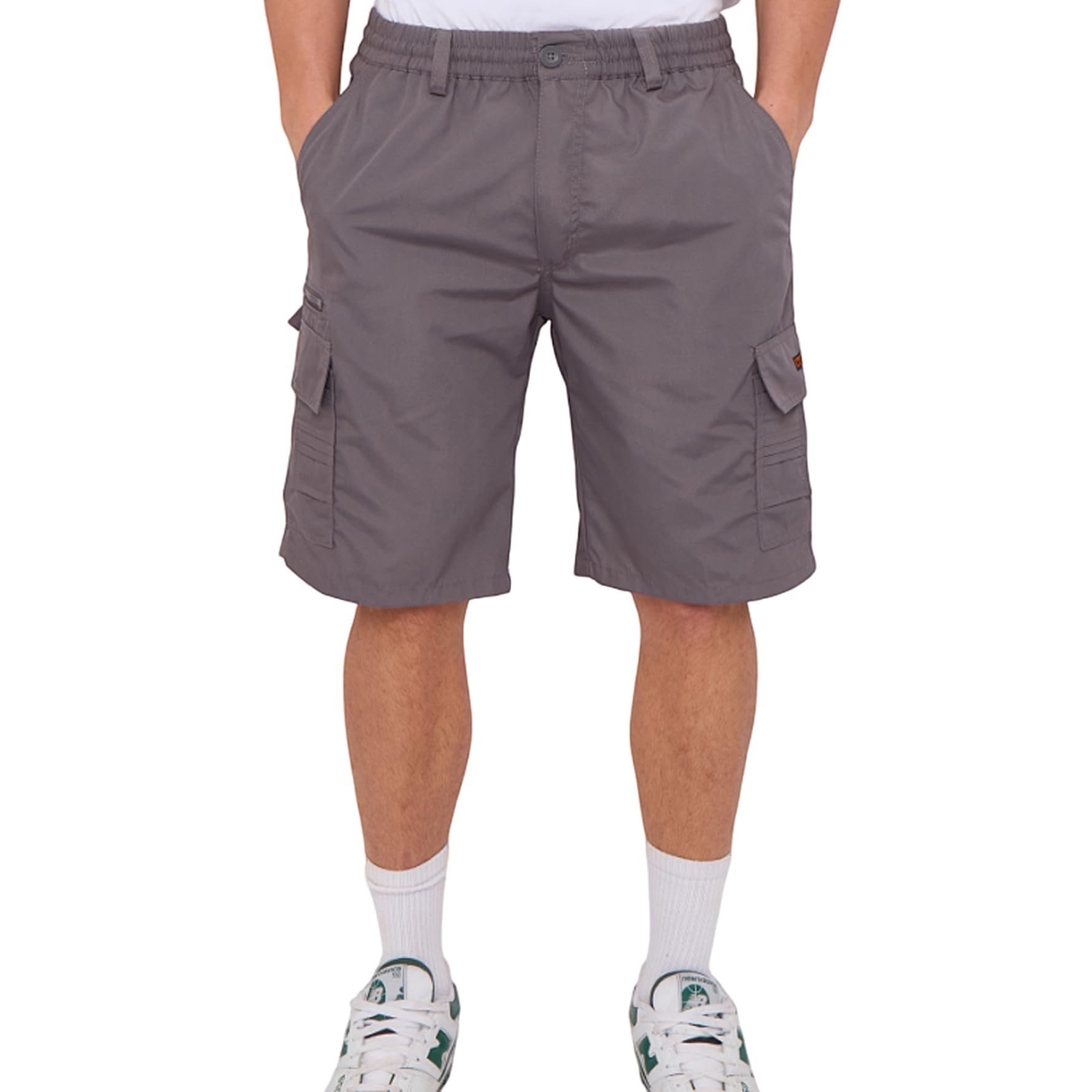 LABEL APPAREL Plus Size Mens Cargo Combat Shorts Casual Cotton Elasticated Waist Regular Fit Cargo Short Big Size Workwear Half Pants 4XL-6XL, Grey 4XL