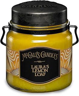 McCall’s Candles | Laura’s Lemon Loaf | 16 oz Two-Wick Scented Candle | USA-Poured | Vintage Rustic Jar with Carrying Handle | Tart Lemon & Creamy Poundcake Fragrance