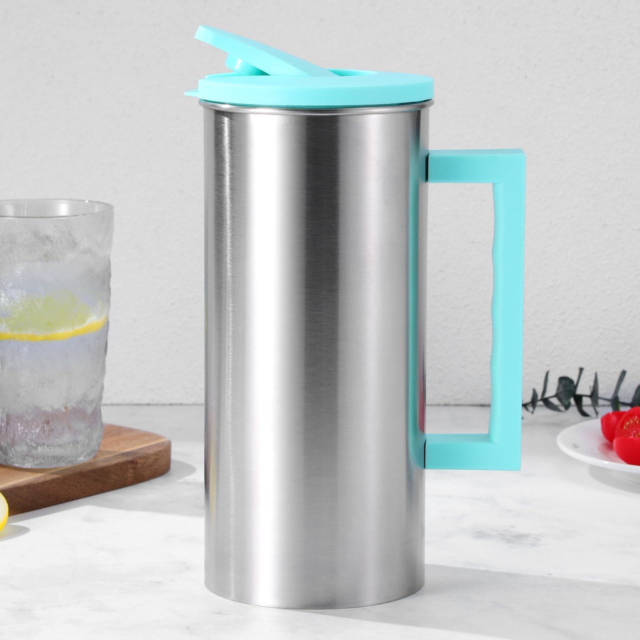 Ipetboom Stainless Steel Cold Water Bottle - 60.8 Oz Large Capacity Juice Pitcher with Handle, Metal Beverage Cup for Iced Coffee, Drinks, And Refreshments for Home Or Outdoor Use