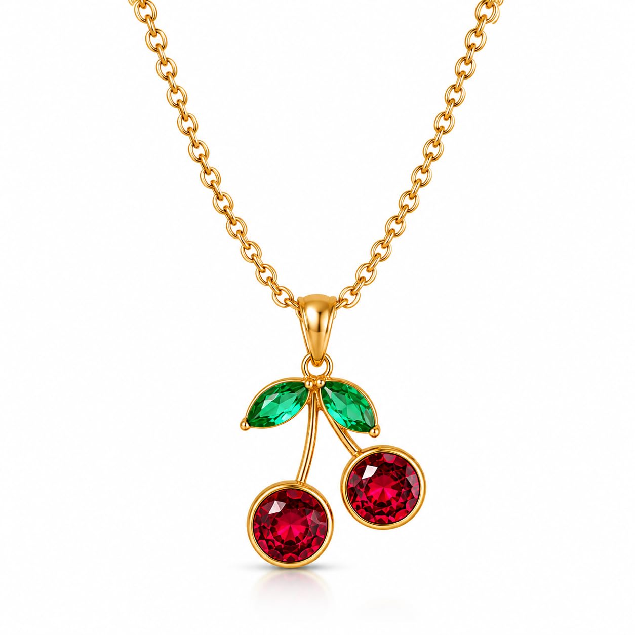 Cherry Charm Pendant Necklace-image-42