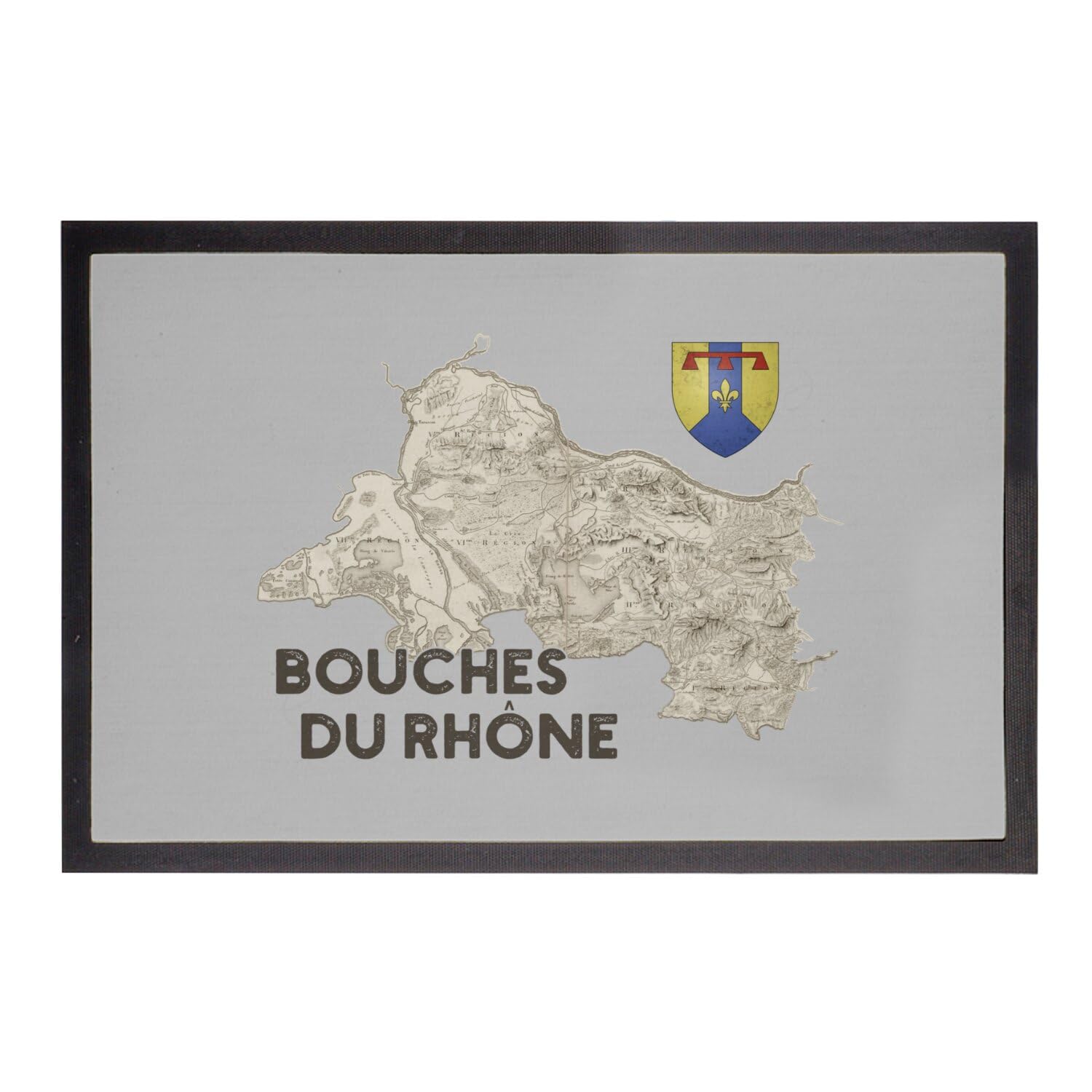 Paillasson Marseille cadeau crémaillère tapis entrée carte ancienne gris 13