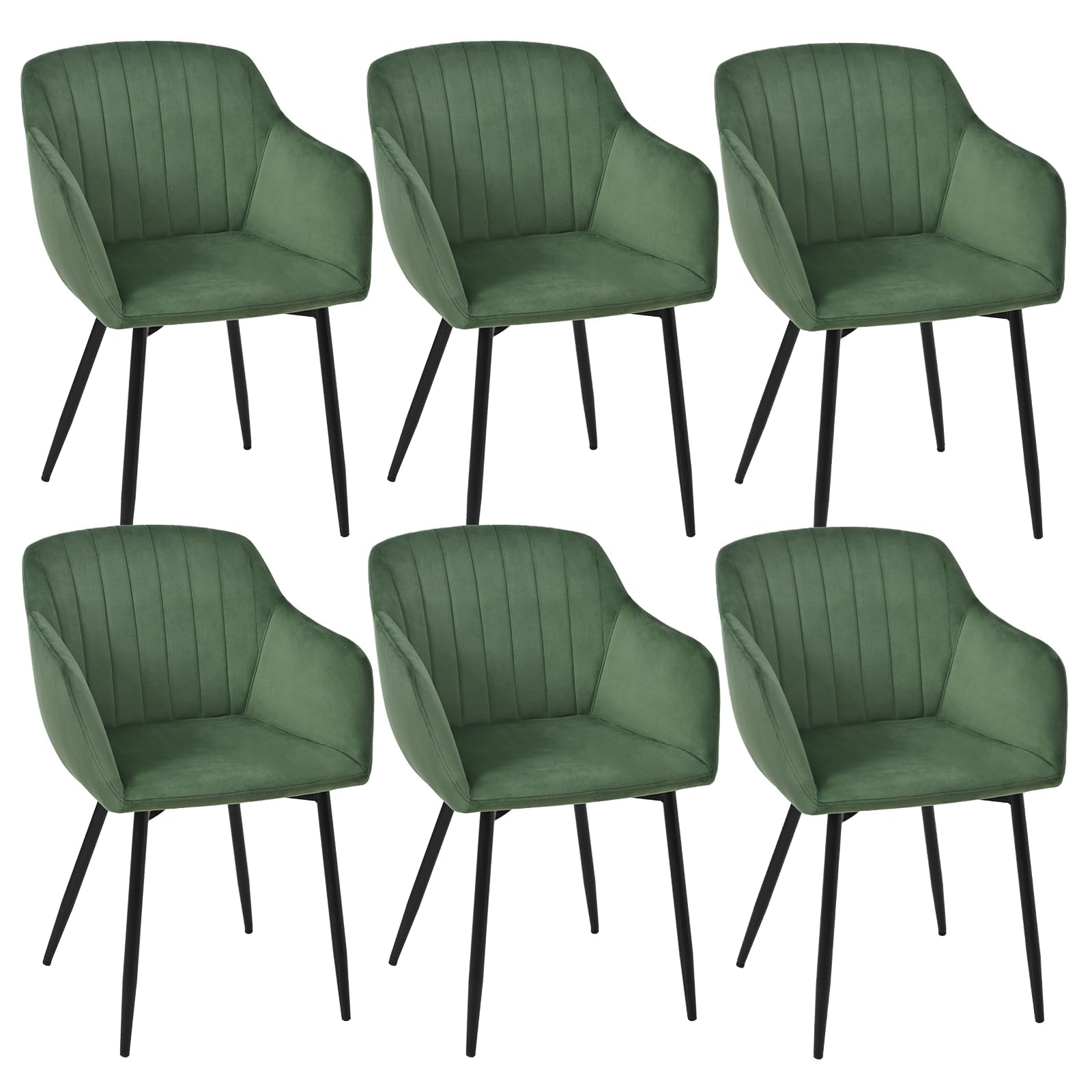 Goeurvant Velvet Dining Chairs Set of 6 Upholstered Chair for Living Room with Metal Legs Kitchen Chairs,Green