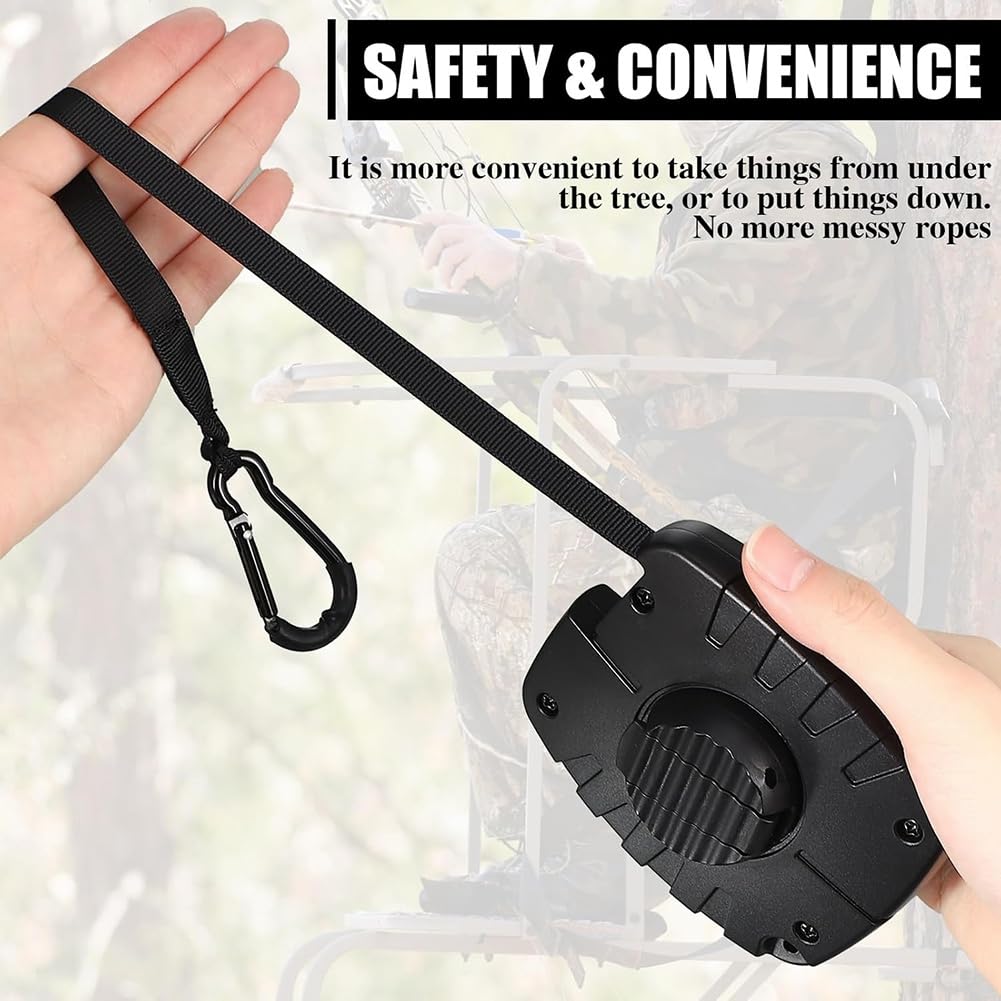 Treestand - Polipasto retráctil de 29.5 pies para caza, accesorios de equipo de caza rápidos y fáciles, 2 unidades