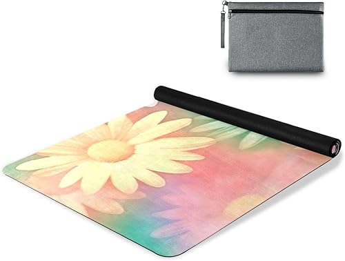 Miniatura 9 de Wassud Colorful Daisies (2) esterillas de yoga para mujeres y hombres de 71 x 26 pulgadas, alfombrilla plegable antideslizante para pilates,