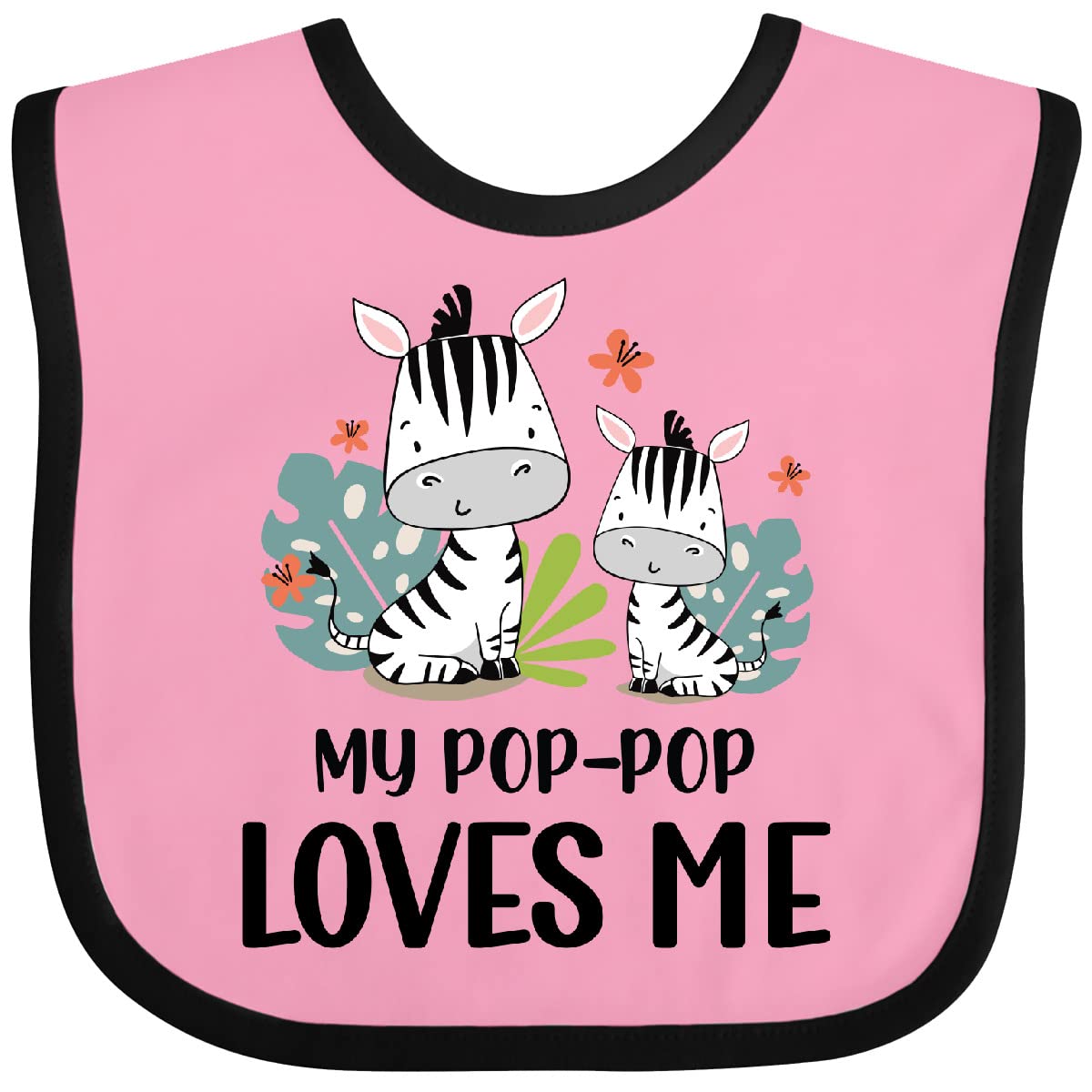 inktastic Zebra My Pop-pop Loves Me Baby Bib