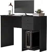 Escrivaninha Mesa de Computador com 2 Gavetas e Suporte para CPU/Gabinete - Ideal para Estudo Trabalho e Escritório (Preto)