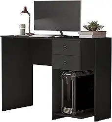 Escrivaninha Mesa de Computador com 2 Gavetas e Suporte para CPU/Gabinete - Ideal para Estudo Trabalho e Escritório (Preto)